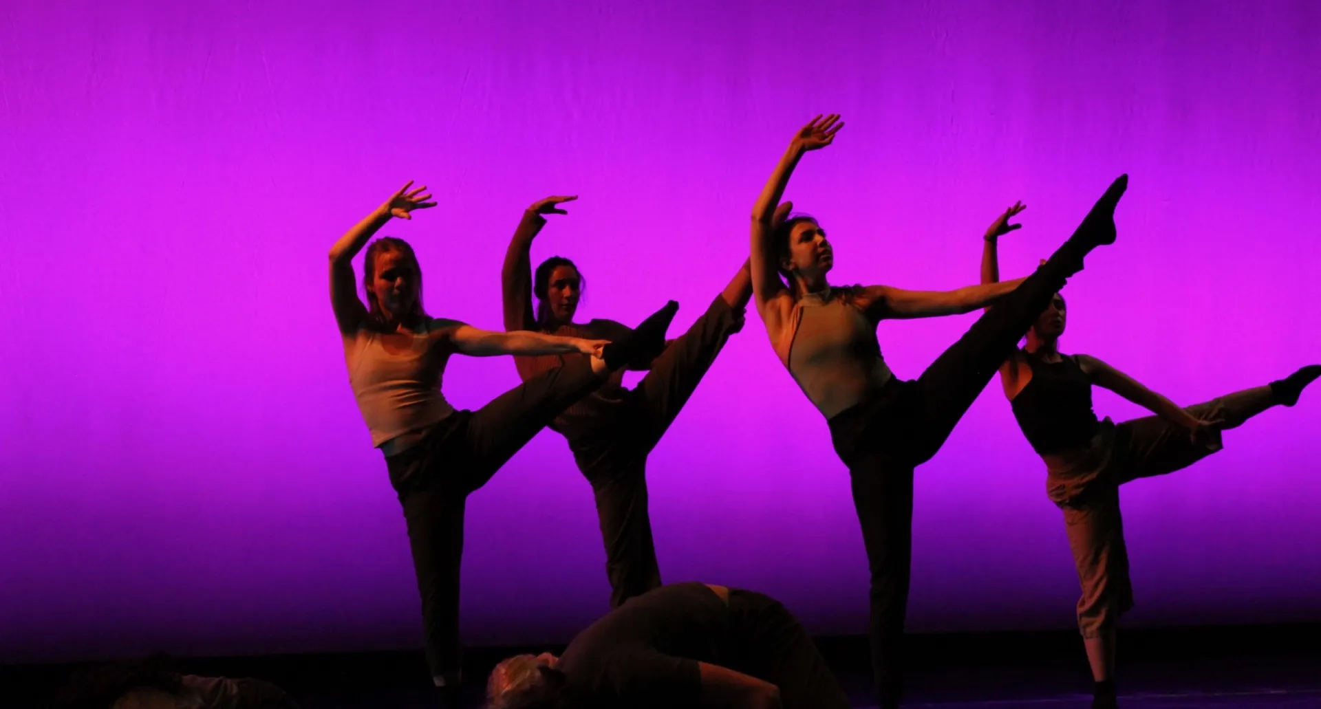 Dancers from our Spring 2019 show performing choreography by Nadia Halim and Melody Tai onstage.