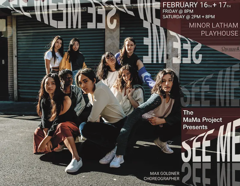 Cast of See Me (The MaMa Project 2017-2018, choreographed by Max Goldner) in promotional photography captured by Kurt Huckleberry.