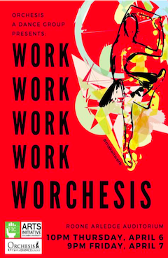 Promotional poster for Spring 2017 show, Work Work Work Work WOrchesis